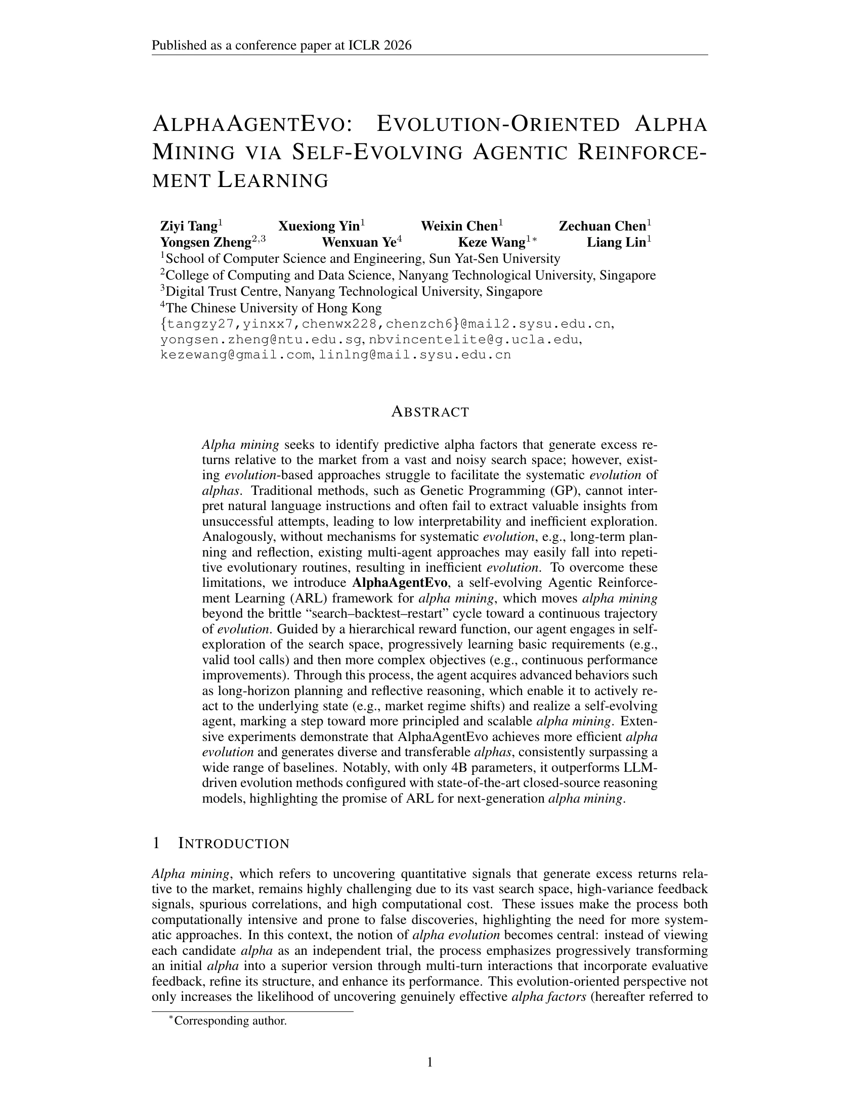 AlphaAgentEvo paper